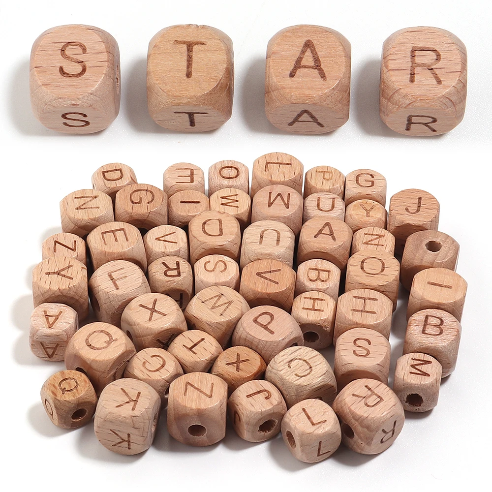 1 Set A-Z Beech Wooden Letter Beads Eco-Friendly Natural Wood Alphabet Bead For Jewelry Making Bracelet Necklace Accessories