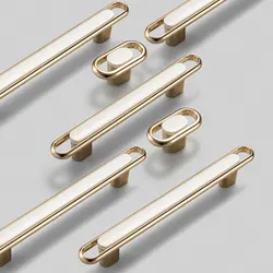 White/Black Cabinet Handles and Knobs Bright Gold Wardrobe Pulls Light Luxury Furniture Hardware Zinc Alloy Kitchen Accessories