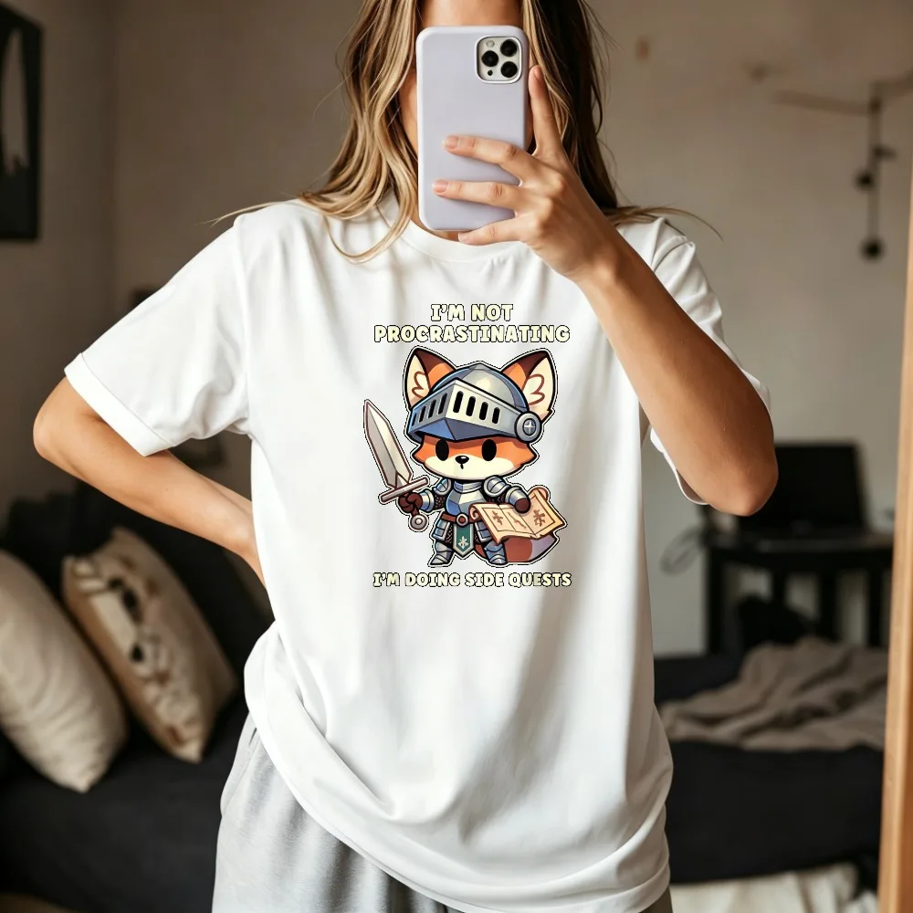 I'm Not Procrastinating I'm Doing Side Quests Gamer T-Shirt Casual Fashion Loose Harajuku ACG Cosplay Otaku Tshirt Summer Tees