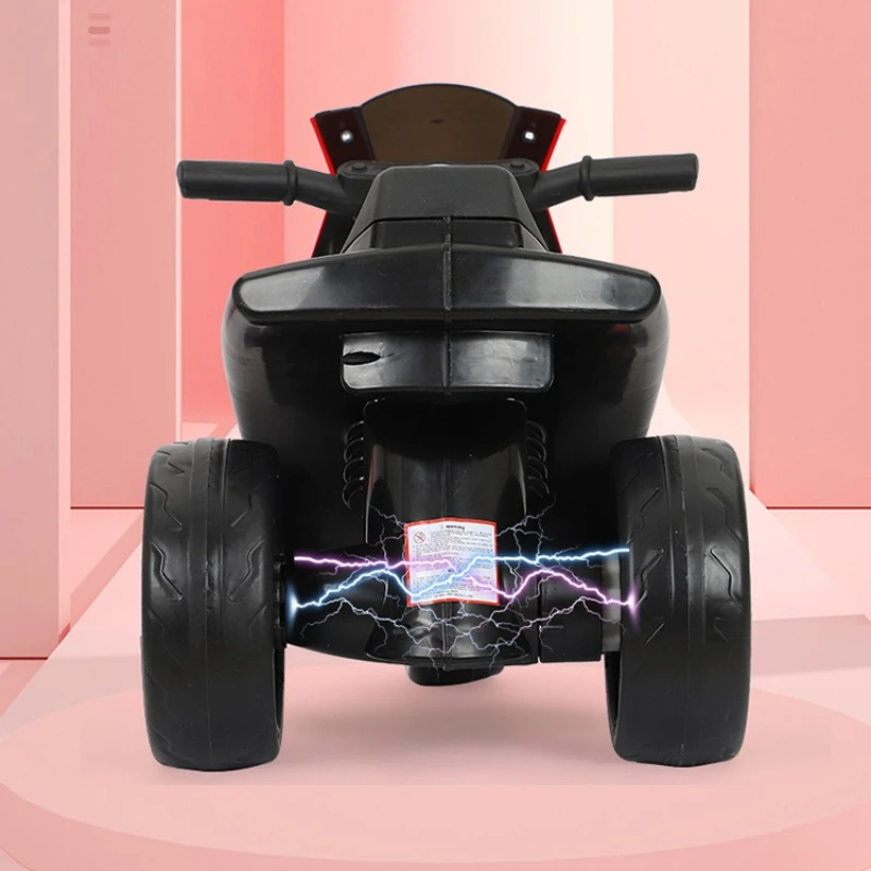 دراجة نارية كهربائية للأطفال على سيارة لعبة مع ضوء موسيقي، محرك قوي، هيكل ثابت بثلاث عجلات، بطارية قابلة لإعادة الشحن