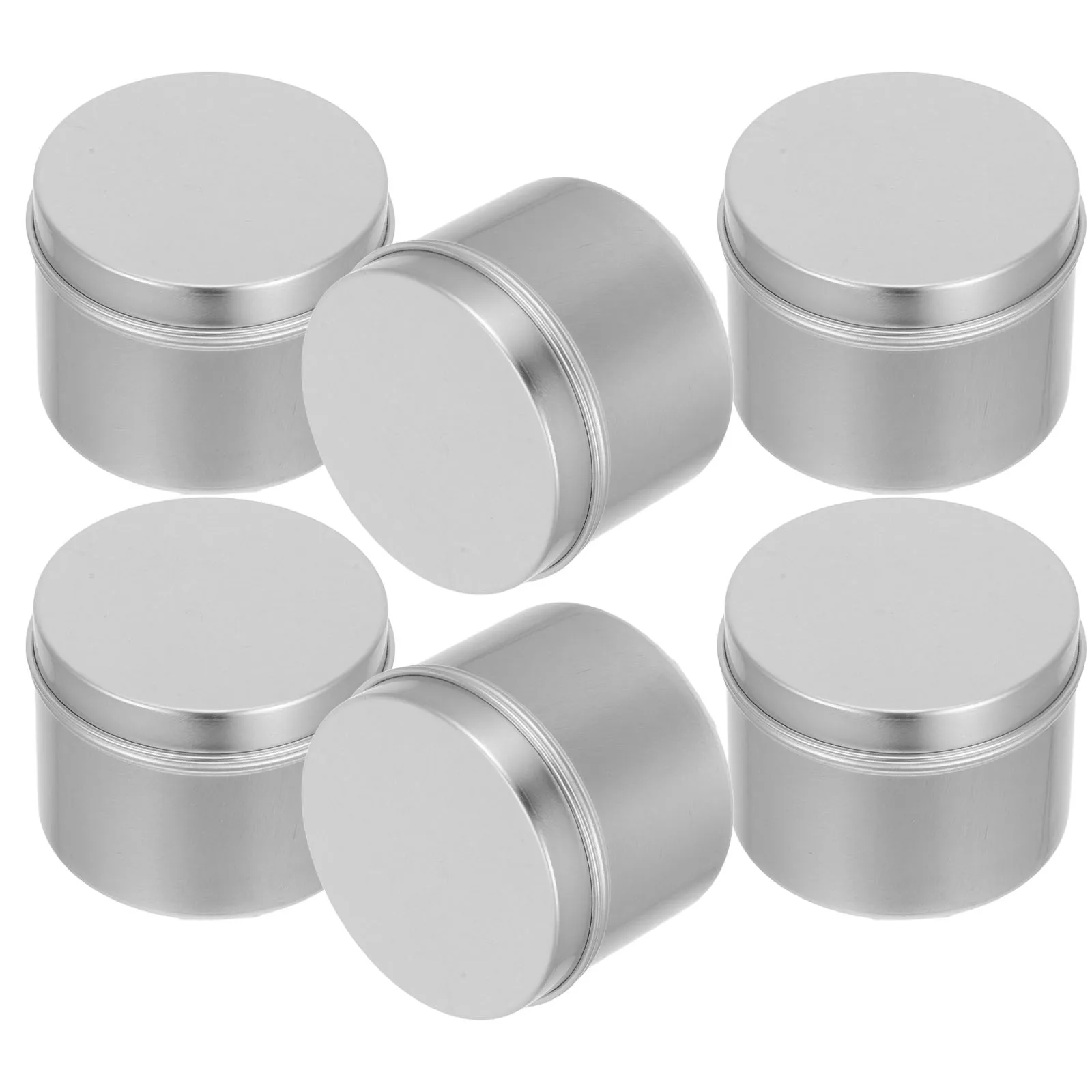 

6 Pcs Candles Aluminum Tea Canister Tin Containers with Lids Metal Canisters Silver Tins Screw Round