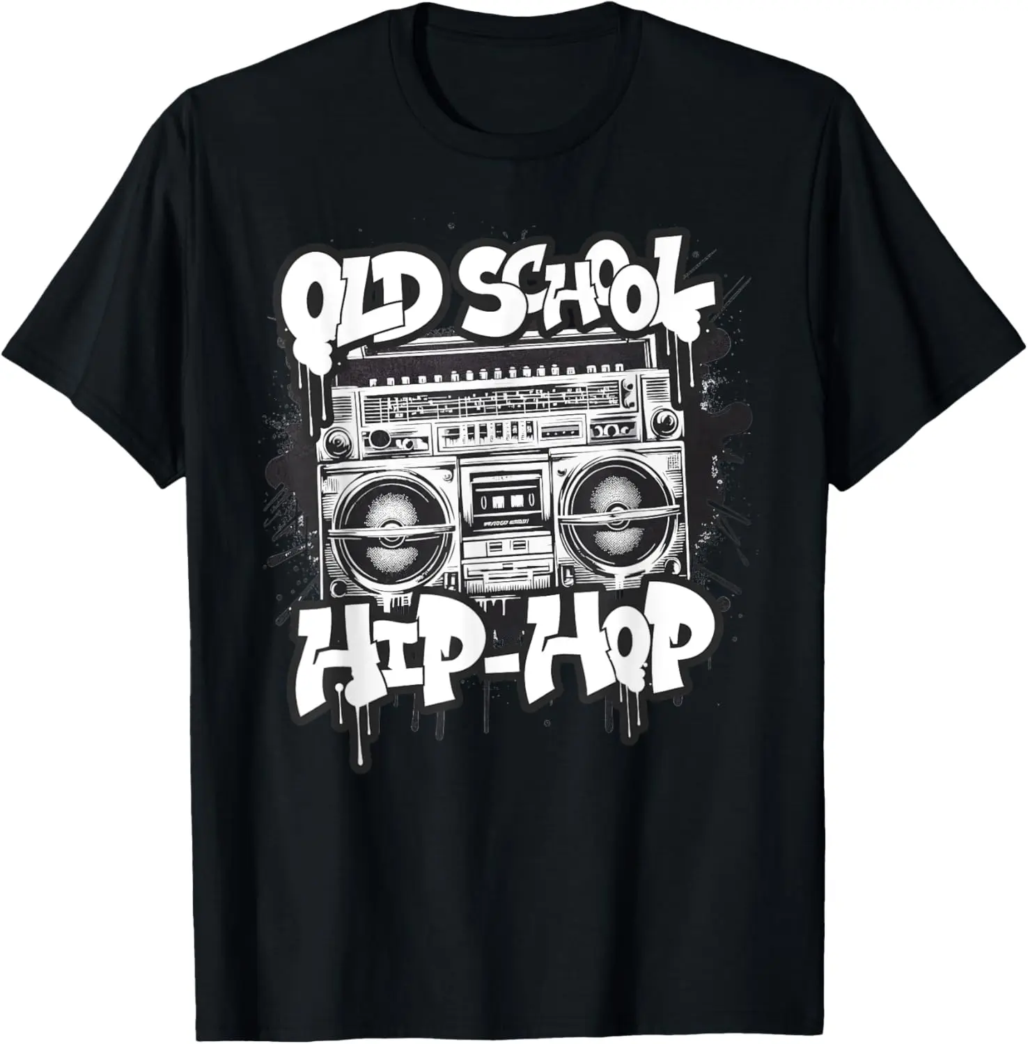 Retro Old School Hip Hop 80s 90s Boombox Graffiti Cassette T-Shirt