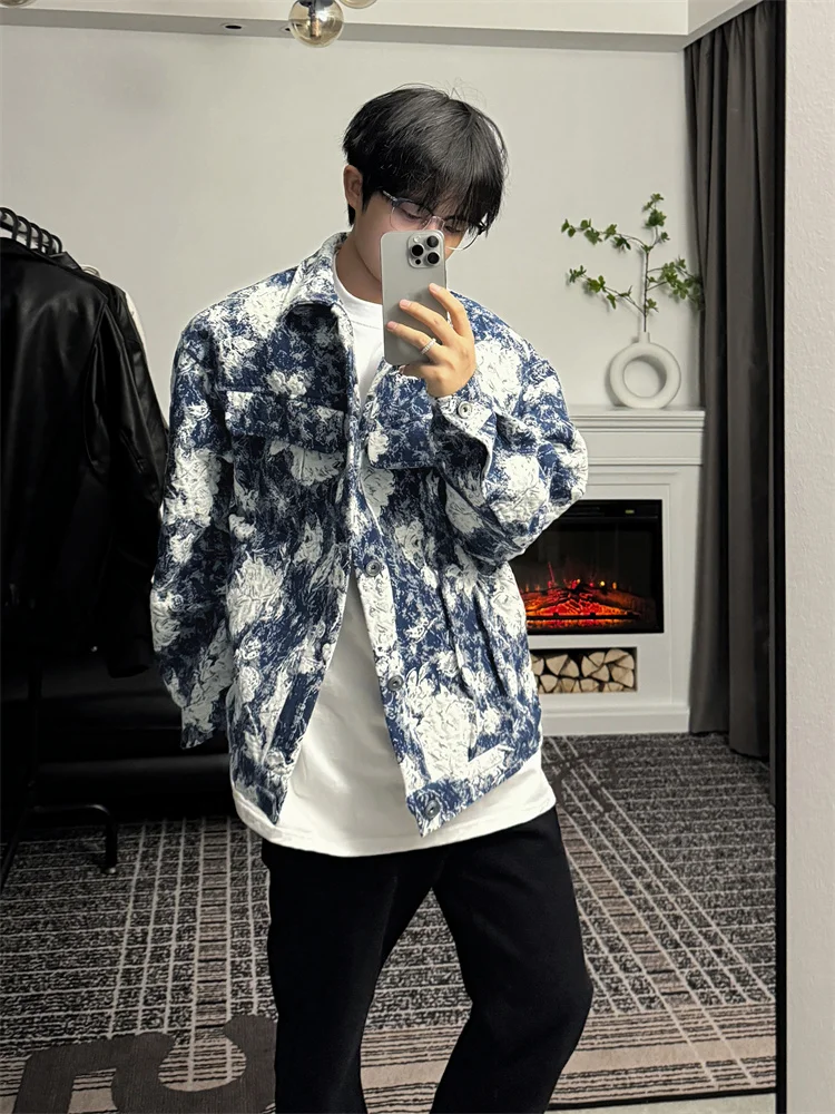 

2024 Denim Long Sleeve Male Jackets All Match Korean Style Turn-down Collar Jeans Denim Coats Clothing for Party Jeans Y92