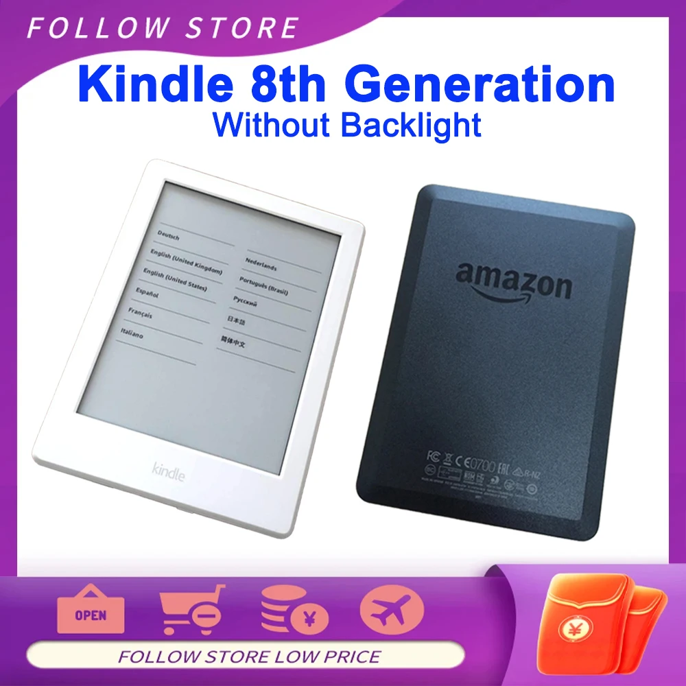 2016 Kindle 8th Generation without Backlight 4GB Used Kindle 8th Gen Ebook Reader 6'' E-ink Touch Screen 167ppi Kindle Ereader