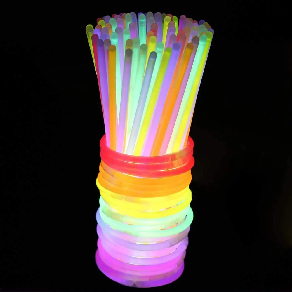 100PCS 8 pollici Glow Sticks forniture per feste Glow in the Dark bomboniere Neon Party Glow collane Glow bracciali con connettori