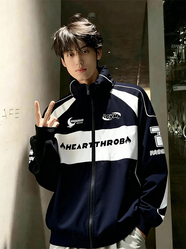 

Мотоциклетная куртка Cleanfit для мужчин, утепленная зимняя куртка с воротником-стойкой, контрастная расцветка, хлопковая одежда, теплая, молодежный стиль, длинная модель.