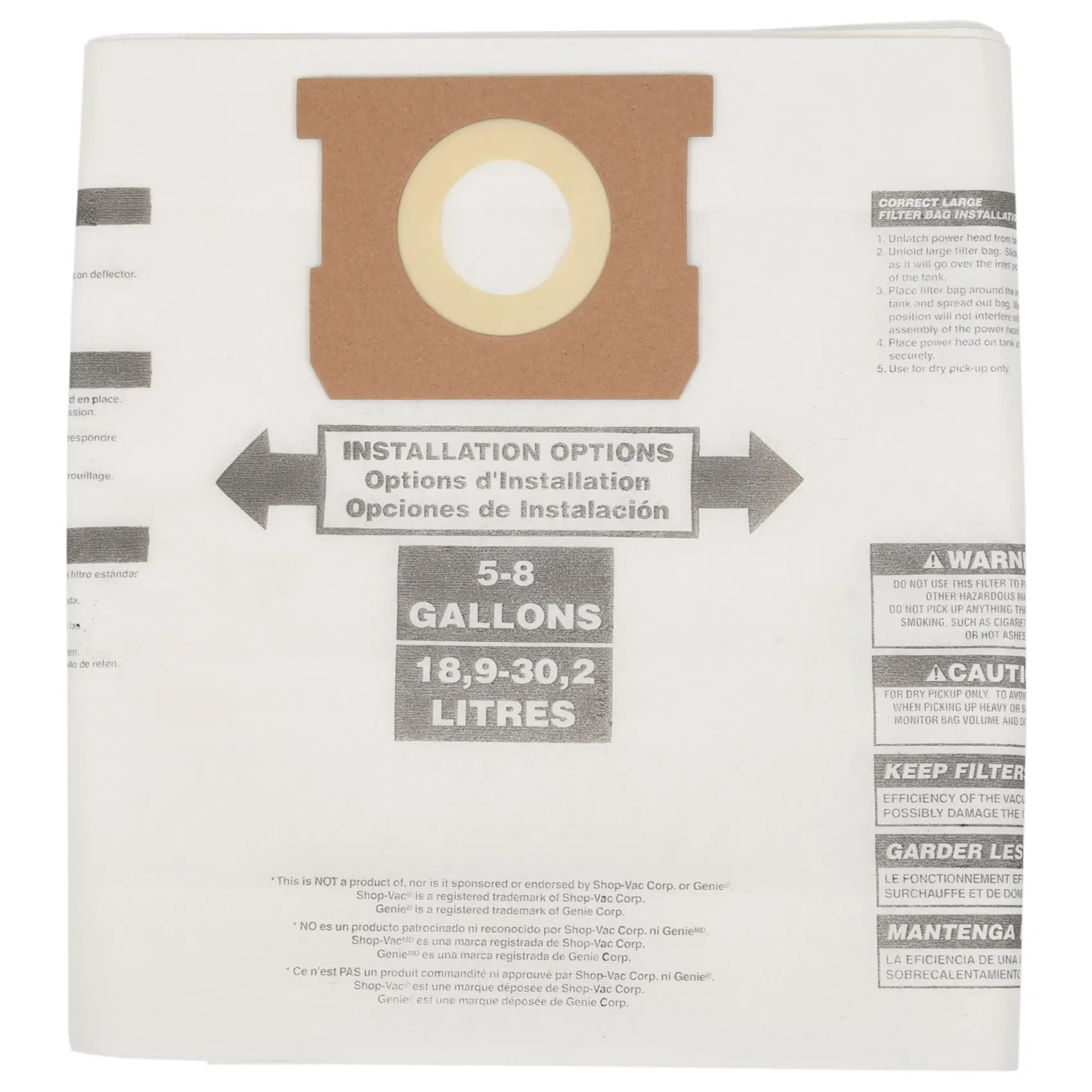 6 Stück Universal-Trockensauger-Staubbeutel für 5 bis 8 Gallonen Staubsauger für 5–8 Gallonen Staubbeutel