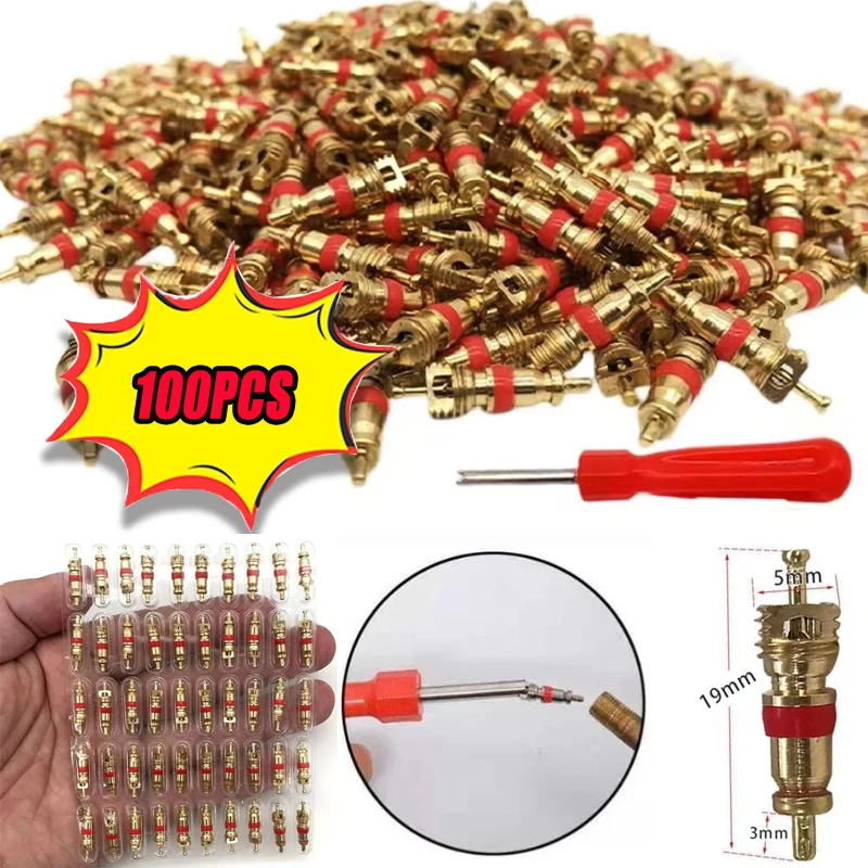 

Copper Tyre Valve Core Removal Tool Kit Zinc-plated Valve Core Spanner Screwdriver Universal For Motorbikes And Bicycles