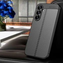 Shockproof Case For Samsung Galaxy S23 S24 Ultra A12 A13 A14 A15 A52 A54 A34 5G A24 4G A25 A05S Leather Texture Silicone Cover