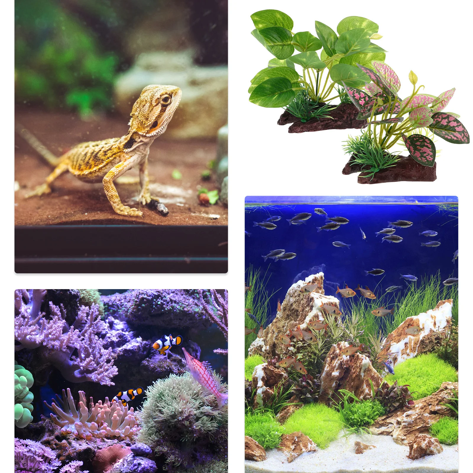 

2Pcs Lifelike Reptile Plants Artificial Aquarium Decorations Silk Grass for Betta Fish Tank Accessories Fish Tank Grass