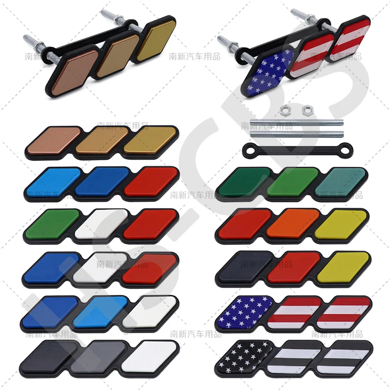 

ABS Car Tri-color Grille Logo Front Hood Grill Decal National Flag Emblem Rear Trunk Badge Sticker For Tacoma 4Runner Tundra FJ