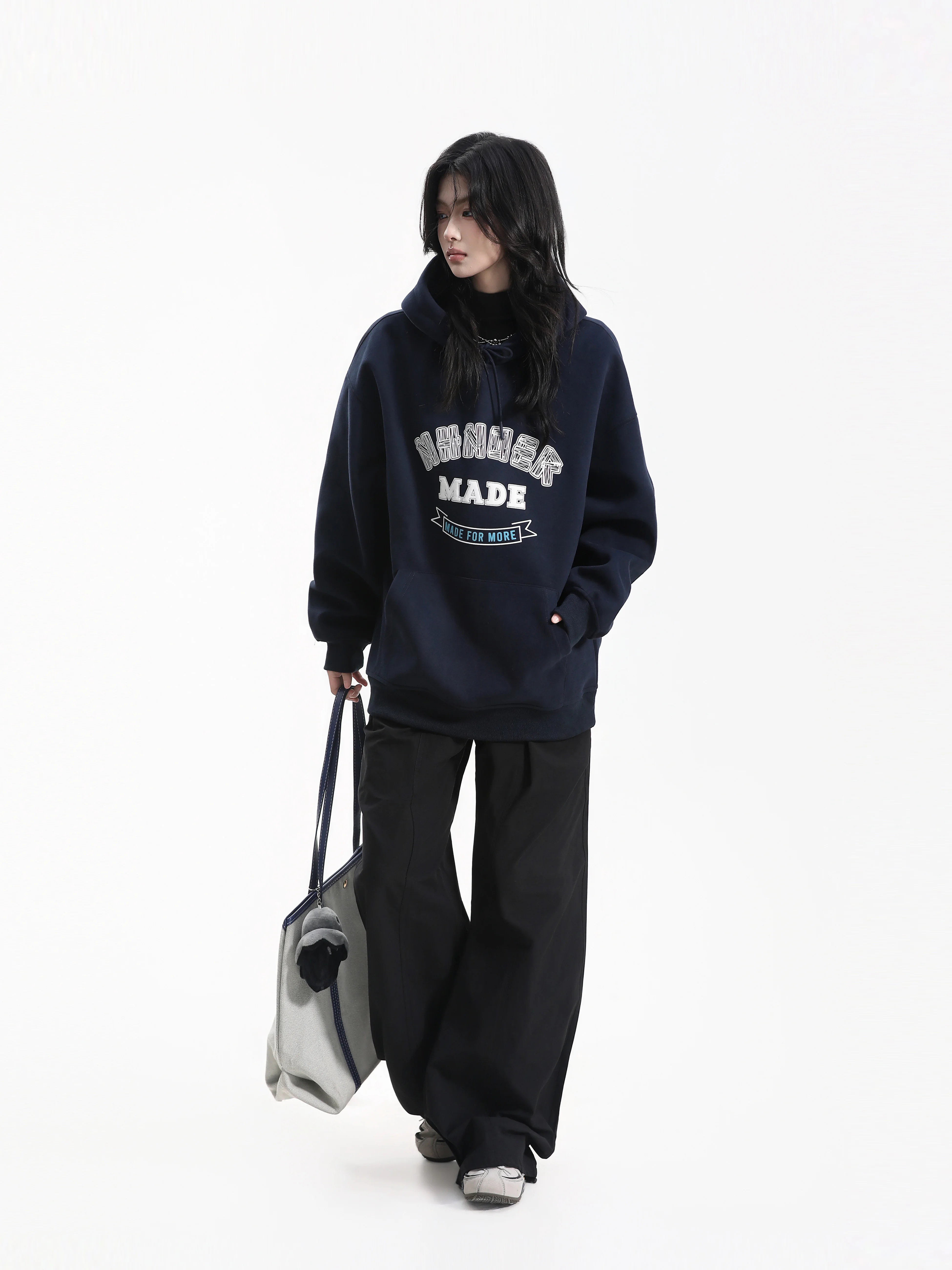 Vintage Style Oversized Hoodie Women's Loose Fit Printed Graphic Neutral Style Long Sleeve Cotton Polyester Blend Hoodie