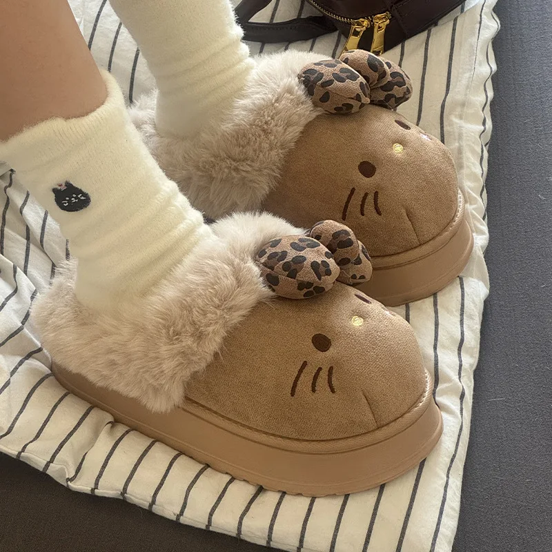 

Autumn Winter Hello Kitty Slippers For Women Plush Kawaii Cute Home Warm Cotton Slippers Cartoon Home Indoor Shoes Gifts