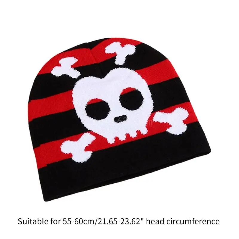 Punk Teenagers Beanie Hat Elastic Windproof Skull Pattern Hat Ear Protector Hat Adult Winter Cycling Skiing Supplies