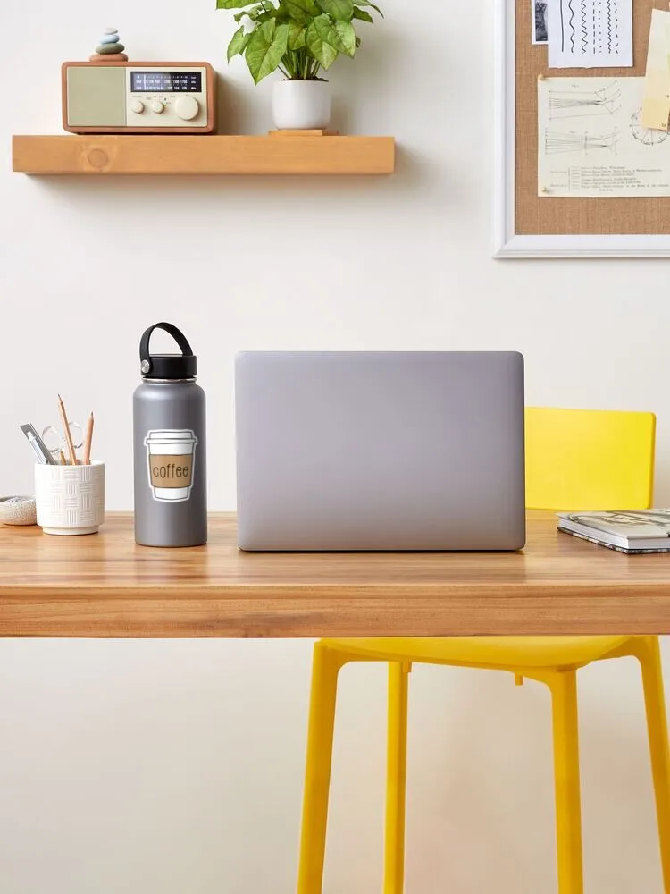 Autocollant mignon de tasse de café pour la décoration d'ordinateur portable, art de bande dessinée, chambre à coucher, voiture, valise publique à la mode