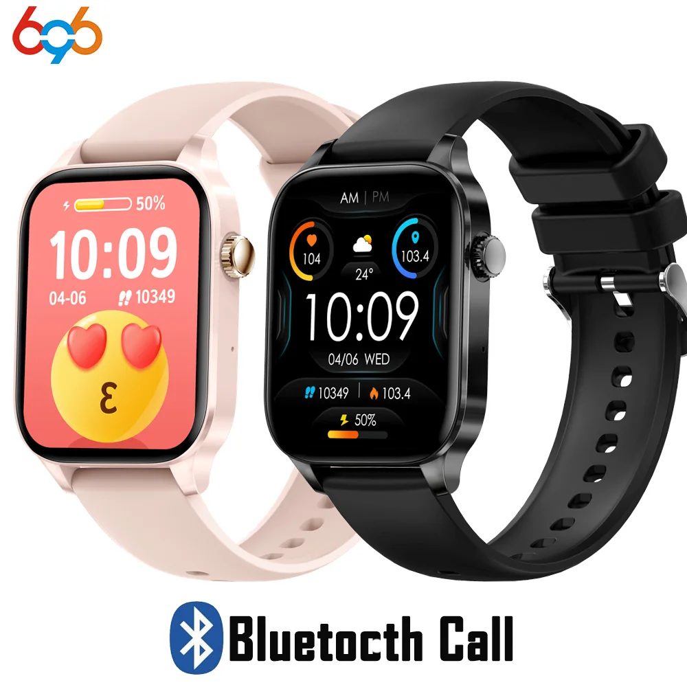 Blue Tooth Call Smartwatch Men Sports Sleep HeartRate Monitor Smart Watches Women Remote Control  1.85“ HD Screen 250mAh Battary