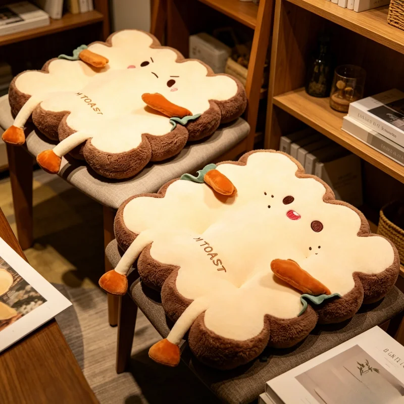 Comfy Cartoon Toast-Shaped Seat & Back Cushion, Washable Anti-Fatigue Pillow for Home Office Car, Perfect Christmas Gift