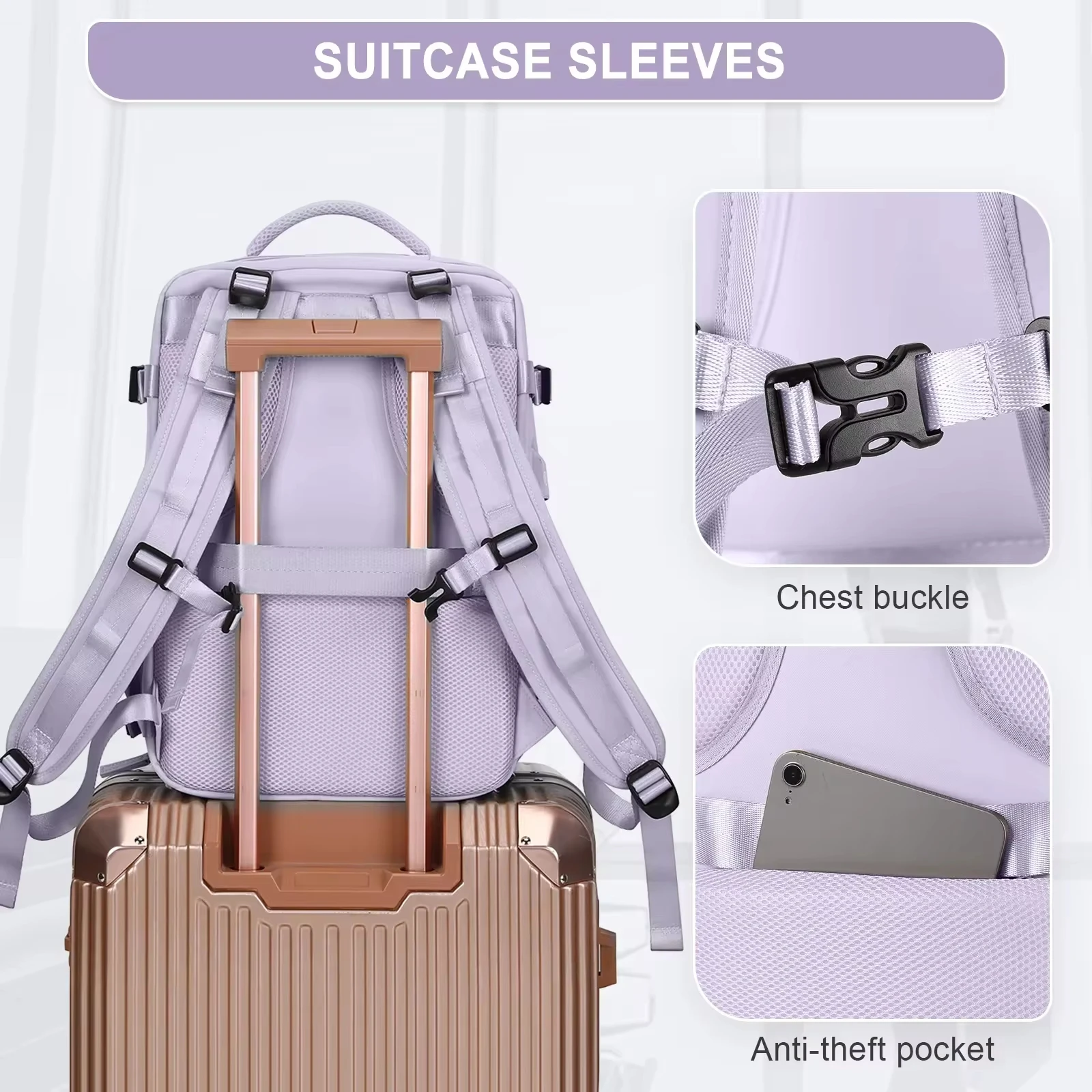 Buylor 40 x 25 x 20 Reiserucksack für Damen, Flugzeug, Kabine, Gepäck, Rucksack, Handgepäck, 14-Zoll-Laptop-Rucksack, lässiger Schulrucksack