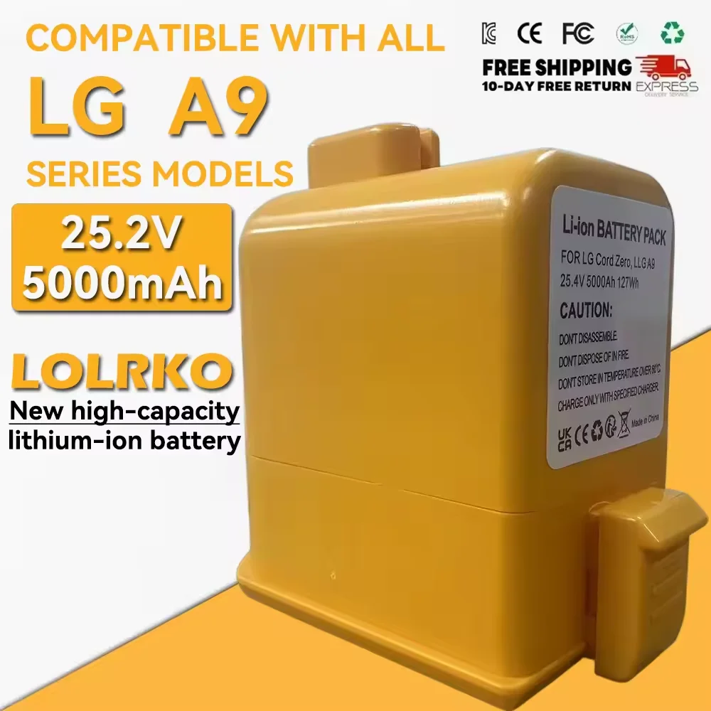 

5.0Ah lithium ion battery For LG Cord Zero EAC63382204 A9,A9MAX,A9T-Ultra ,P9,A9K-CORE,A9K-PRO,A9N,A9M,A9 Plus LG A905RM A902RM