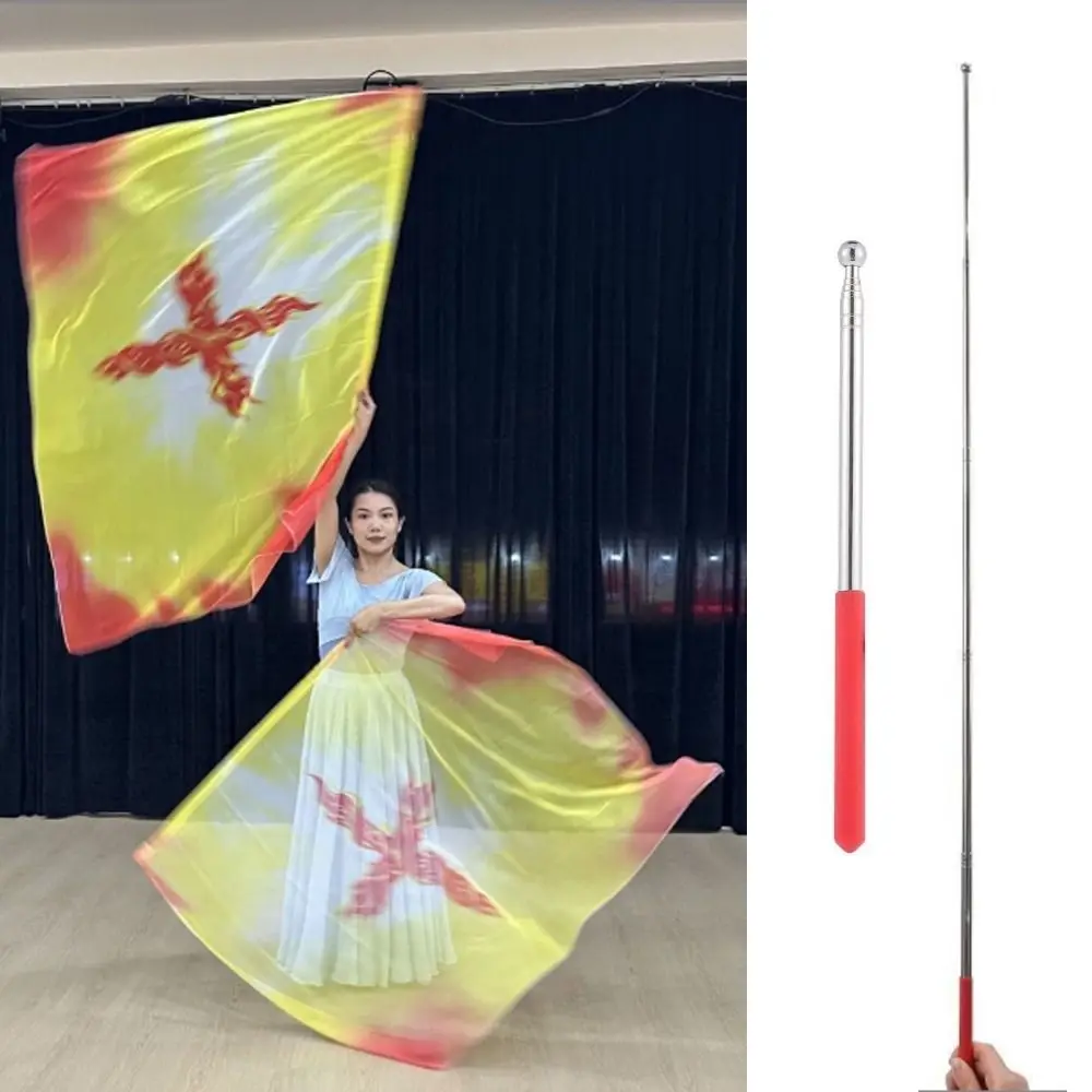 

with Telescopic Sticks Belly Dance Accessories Props Multicolor Scalable Rods Colorful Scarves Flag Lightweight Cross Print