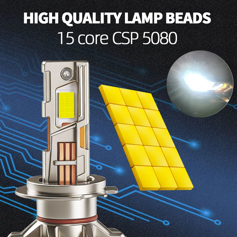 E-mark Infitary 9 Copper Tube 400W H7 LED Headlight High Power Car Light Bulb H4 H11 H1 9005 9006 9012 High Low Beam 9007 H13 view 3