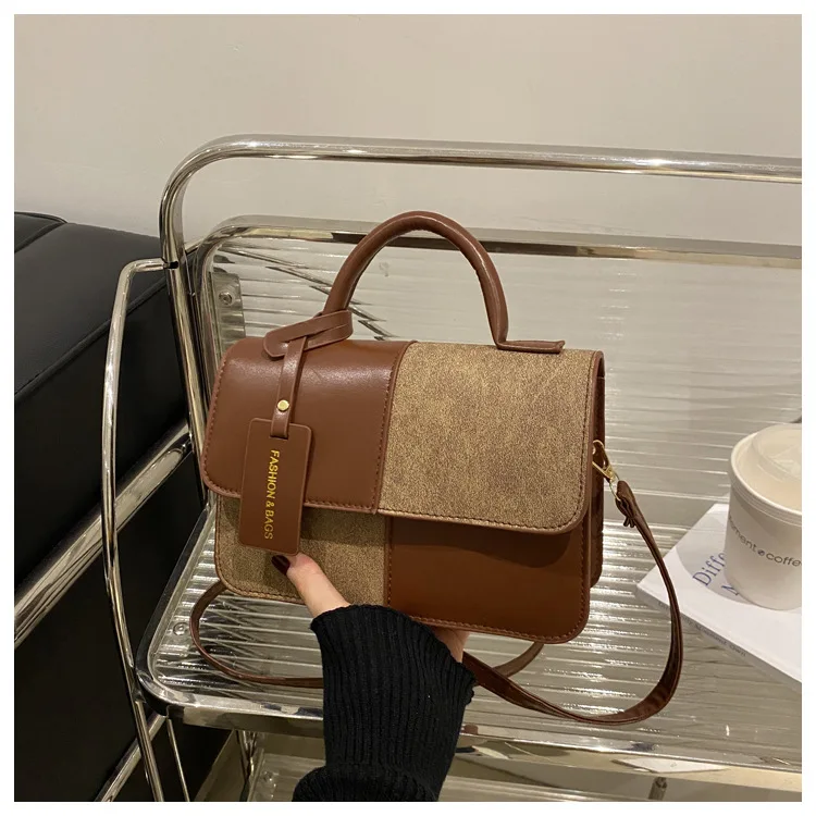 Damen-Aktentasche Handtasche Crossbody Schultertasche mit Druckknopfverschluss Alltagstasche Geometrisches Muster Formelle Arbeitstasche – Detail 21