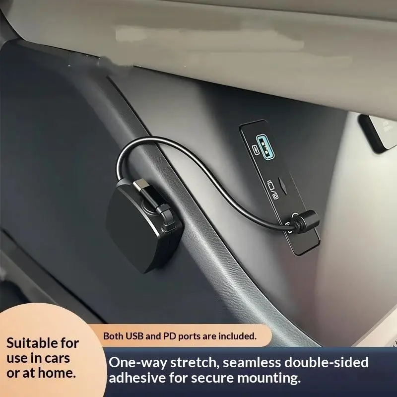 Retractable Car Charger Docking Station 60W Fast Charging Adapter for New Energy Vehicle Phone Charging