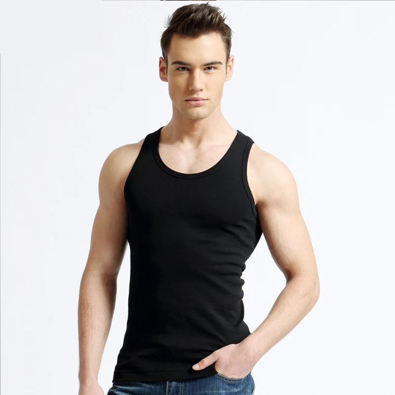 Summer Comfortable Pure Cotton Men\'s Sports Slim Fit Tank Top Sweat-absorbing Breathable Outdoor Running Sweat Tank Top