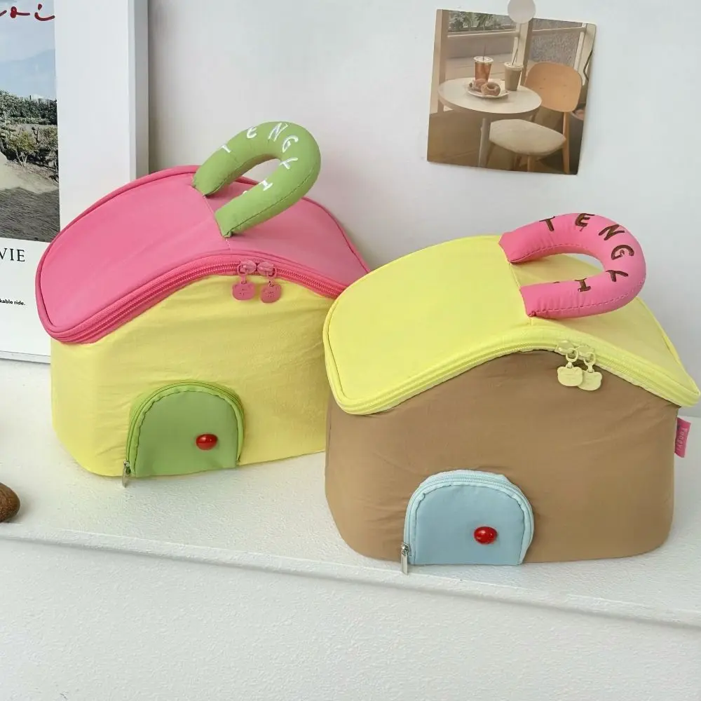 

Cute Cottage Makeup Bag Handheld Portable Cosmetics Storage Bag Multifunctional Large Capacity Cosmetic Pouch Travel