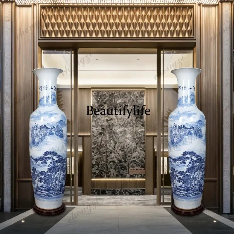 CC Splendid Shanhe high-end hand-painted ceramic floor-to-ceiling large vase Jingdezhen Living Room Hotel