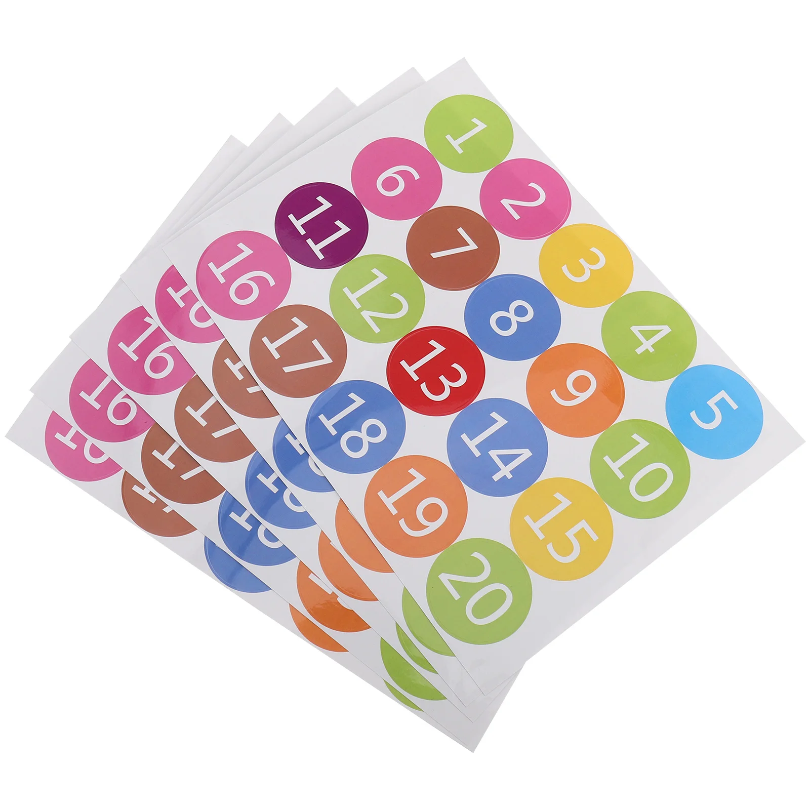 5 Sheets Colorful Number Stickers Round Number Paster Home Flowerpot Decor Stickers Waterproof Number Paster Office Products