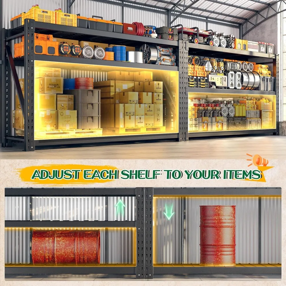 Heavy Duty 3 Tier Metal Storage Shelves Adjustable Black for Garage, Workshop, and Home Organization