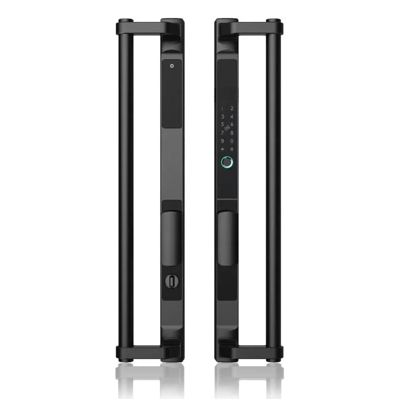 Aviation aluminum alloy door smart fingerprint password lock, waterproof glass door big handle smart lock