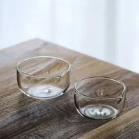 350ml/600ml Japanese Style Glass Bowl Transparent Tableware Fruit Baking Yogurt Vegetable Fruit Bowl Double Glazed Salad Bowl