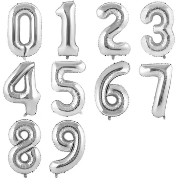 Disney 40 inch silver numeral slim body American version aluminum film balloon birthday party decoration