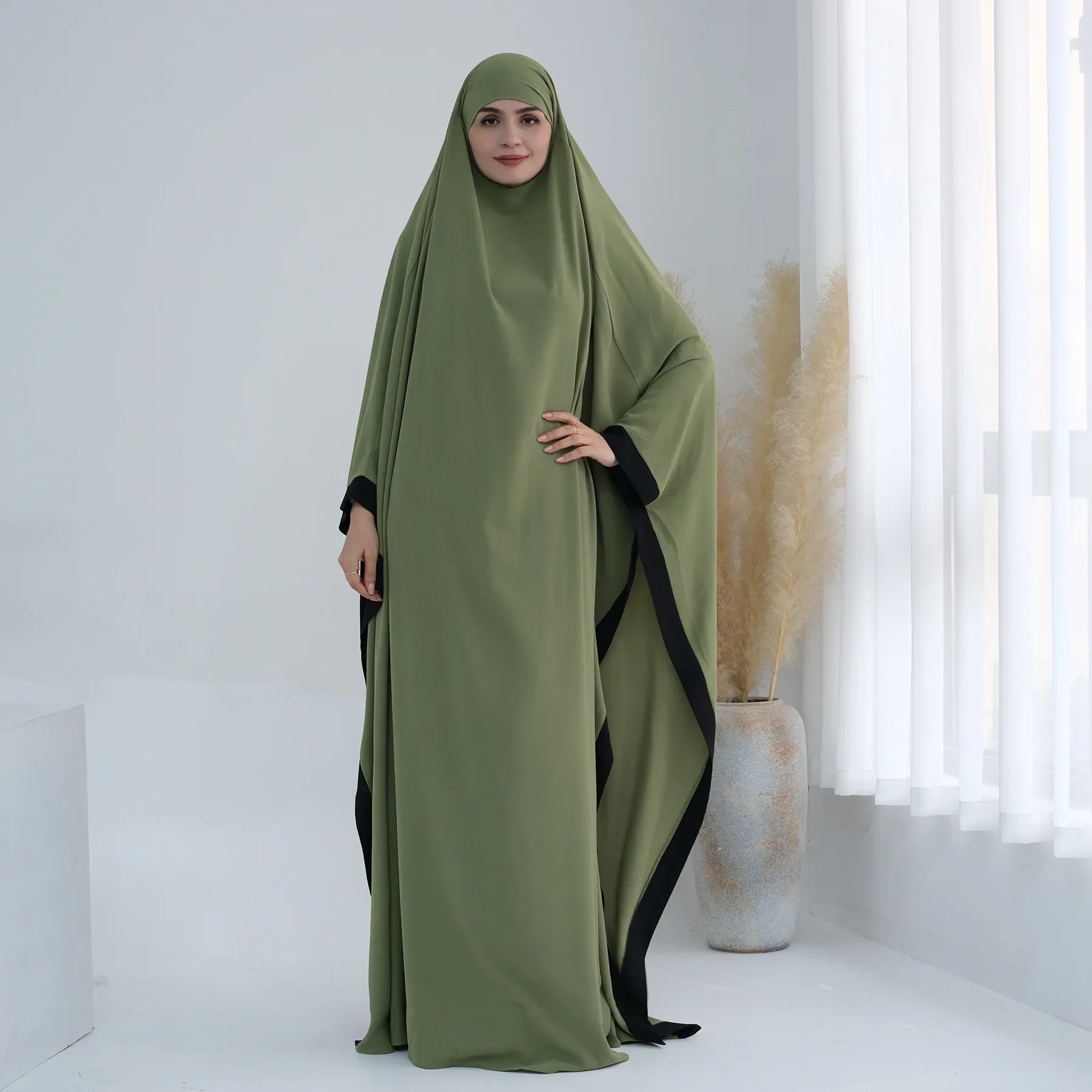 Ramadan Hooded Abaya Dubai LUXURY Muslim Women Jilbab One Piece Prayer Dress Khimar Hijab Robe Full Cover Niqab IslamIC Djellaba