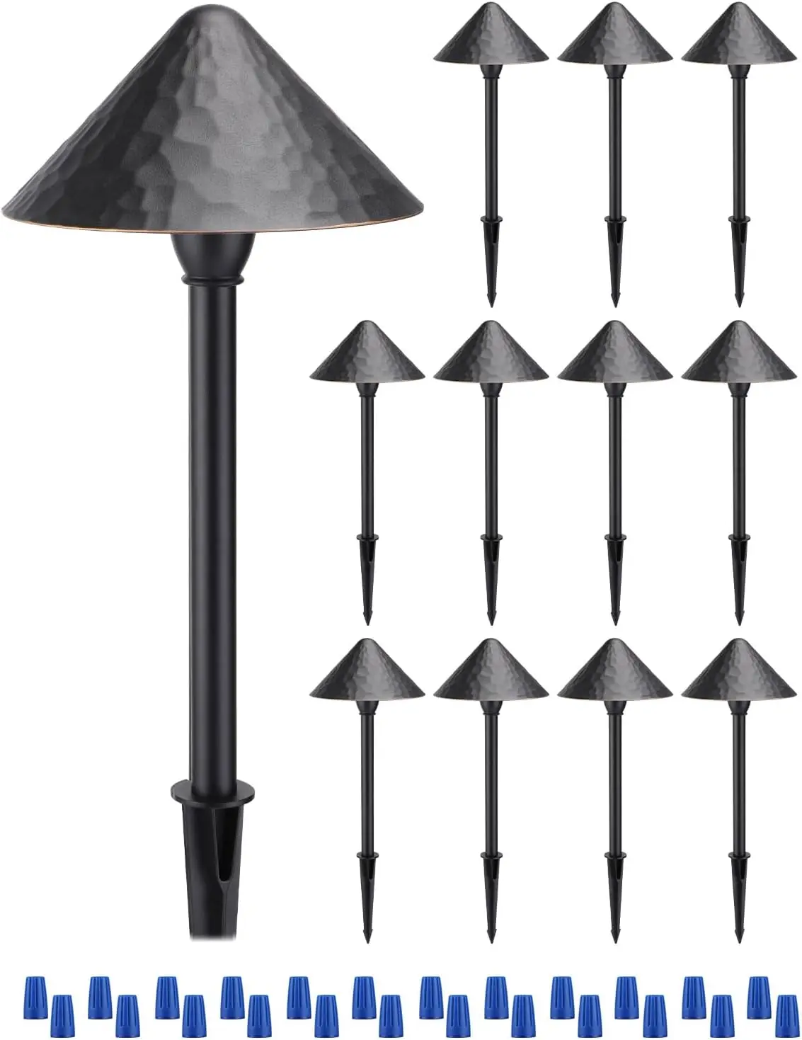 12-Pack Low Voltage Pathway Lights, 3W 12-24V AC/DC CRI90+ Low Profile LED Landscape Path Lights, Cone Head