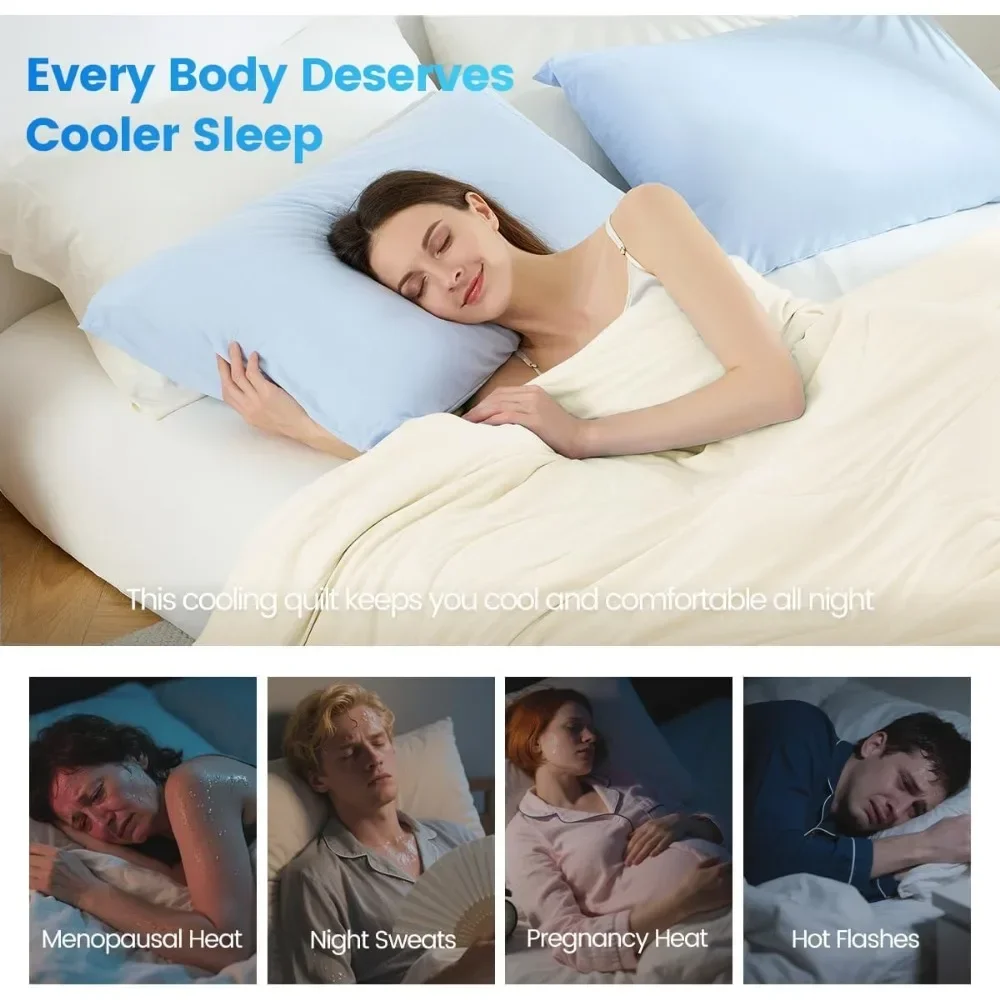 Manta refrescante de tamaño doble para personas calientes: edredón de verano ligero y transpirable con Q-Max 0,4
