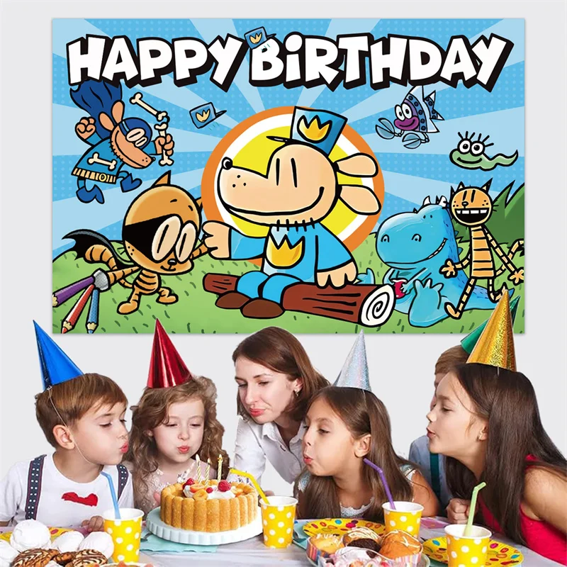 Dog Man Cosplay Buon compleanno Sfondo Sfondo cartone animato Decorazione morbida Petey il gatto Fan per bambini Accessorio decorativo Regalo di Natale