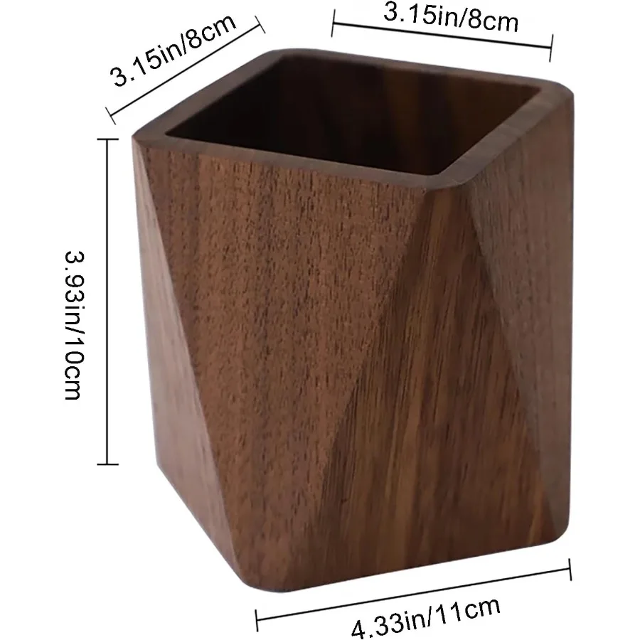 الجوز الأسود صندوق تقشير خشبي متعدد الاستخدام مكتب الكتابة الجزء الثابت المنظم الخشب حامل قلم أكواب مكتب اللوازم المدرسية تخزين Pr #6