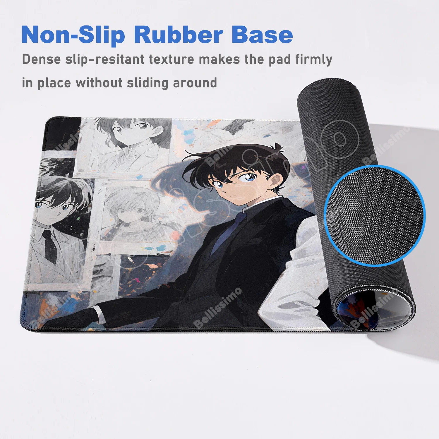 Podkładka pod mysz Cute anime Detective Conan z nadrukiem HD dla graczy komputerowych, z obszyciem, antypoślizgowa, XXL 90x40cm, podkładka na biurko pod klawiaturę i PC