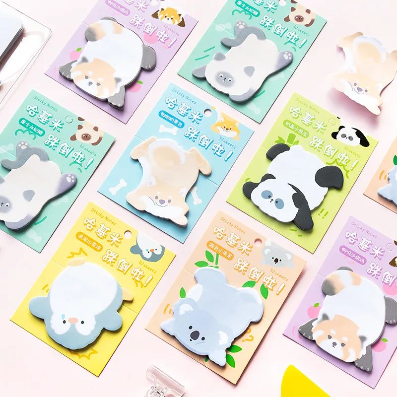 30 Pcs/pack Cute Animal Shaped Sticky Notes Cute Patterns Kawaii Self-Sticky Notes Memo Pad for School Office Home Kids Students