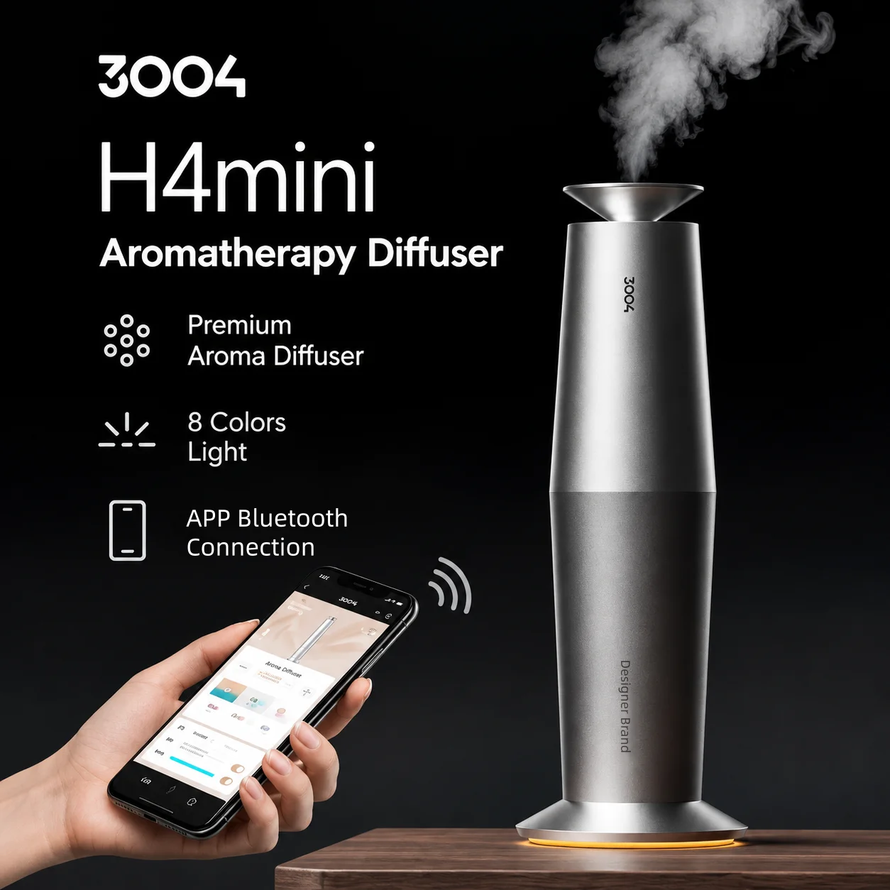 3004 New H4mini Portable Aromatherapy Cedar Essential Oil Diffuser Rechargeable App Bluetooth Connection Business Gift