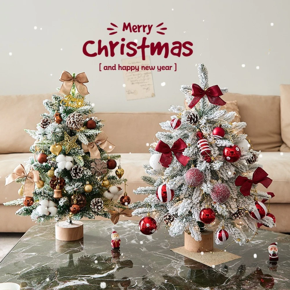 

Snowfall Christmas Tree Decoration PVC Luminous Snow Velvet Xmas Tree Festive Atmosphere Decoration Christmas Small Gift 45cm