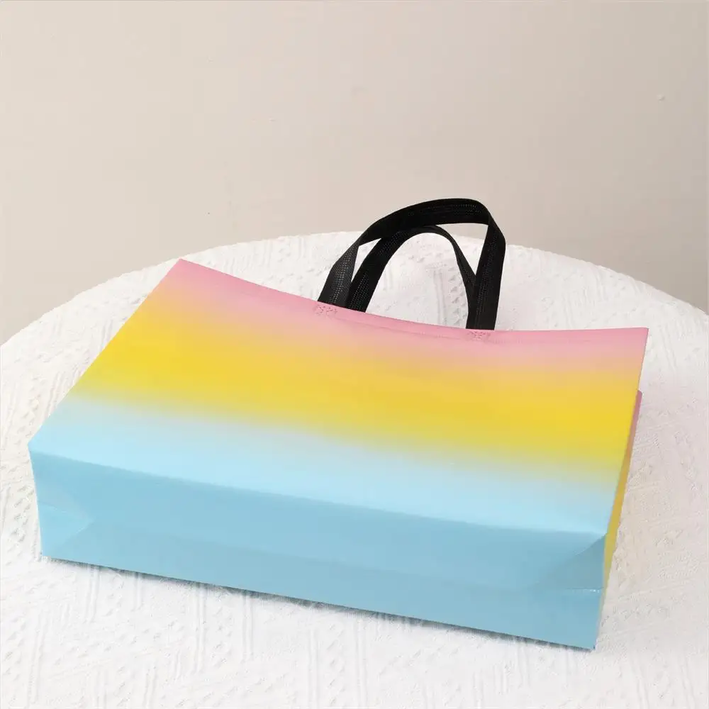 

Eco Bag Shopping Pouch Shopping Bag Film Coated Rainbow Color Waterproof Non-woven Fabric Grocery Bag Storage Organizers