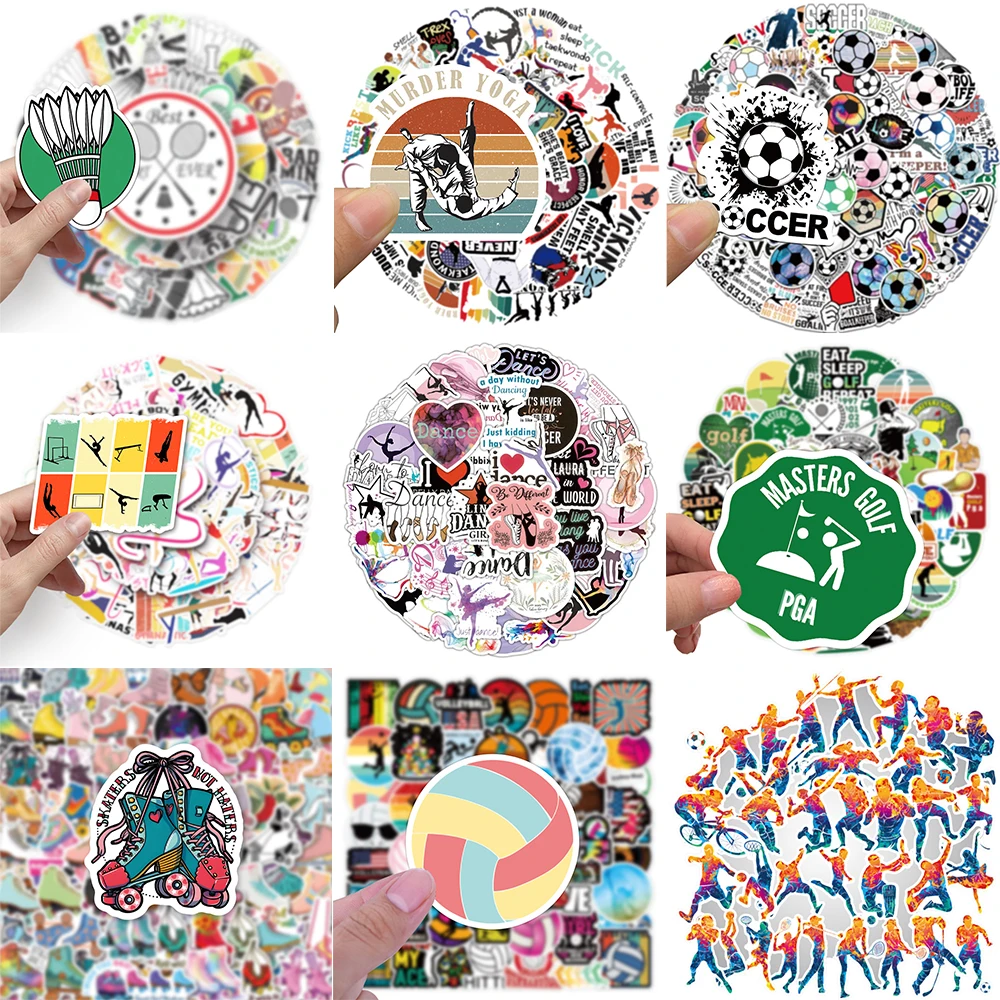 10/30/50PCS Cartoon Cool Sports Stickers Series Badminton Graffiti Helmet Refrigerator Guitar Laptop Phone Decoration Wholesale