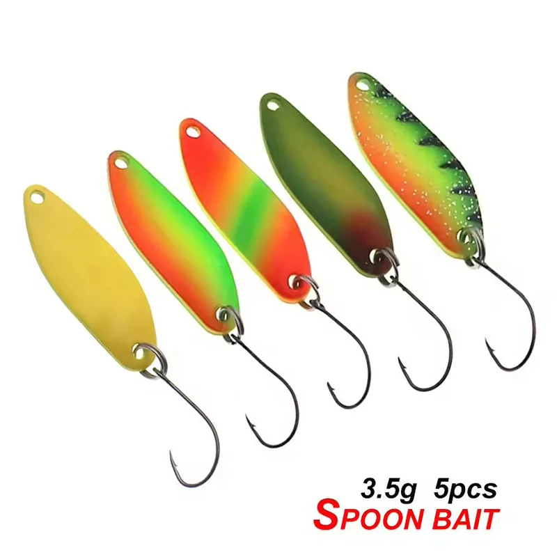 5pcs/Lot S-Shaped Fishing Spoon Bait  35mm 3.5g Metal Fishing Lure With Single Hook Hard Bait Lure Trout spoons