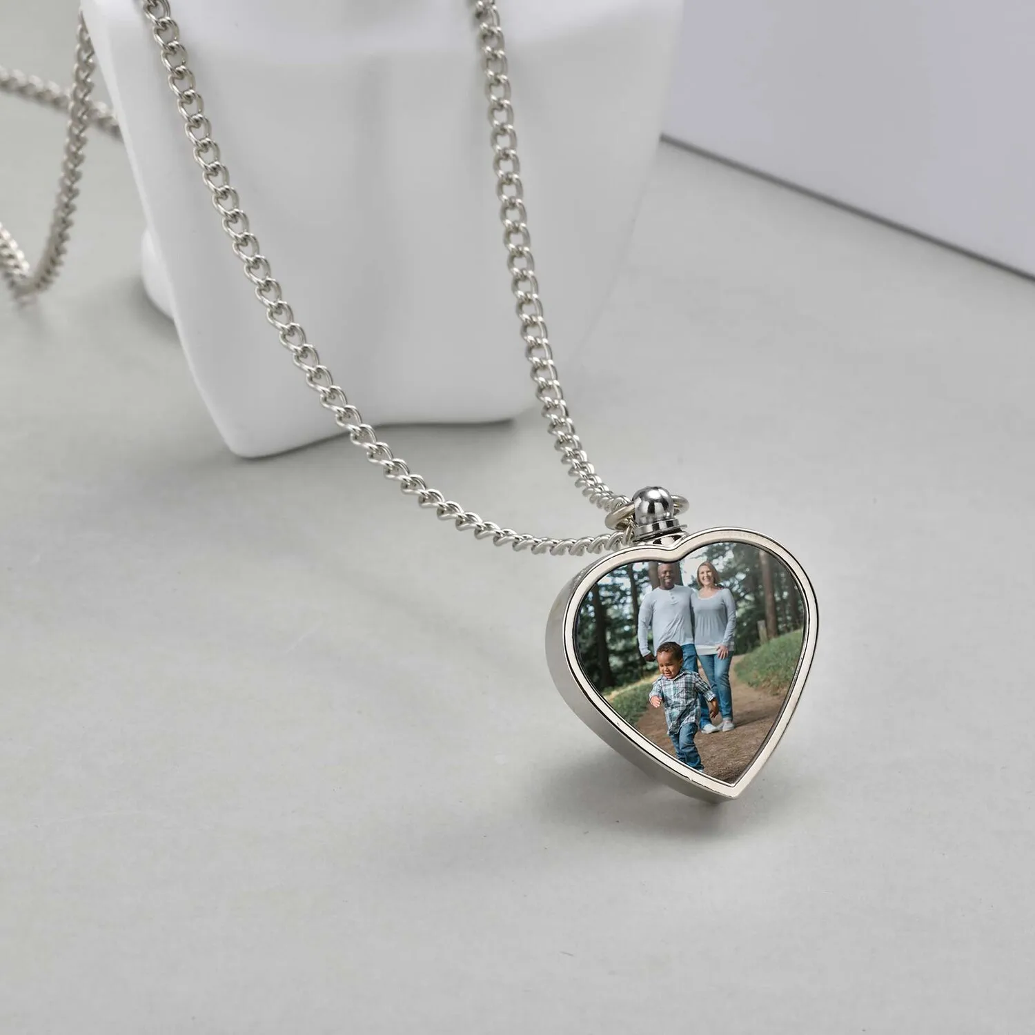 

Custom Photo Ashes Necklace, Heart Cremation Urn Pendant for Ashes, Stainless Steel Memorial Jewelry Keepsake
