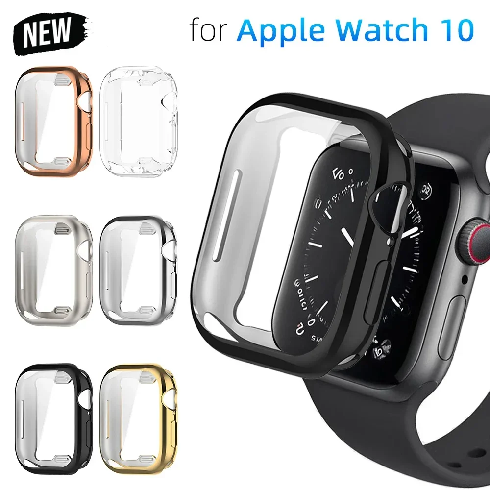 TPU-Gehäuse für Apple Watch Serie 10 42mm 46mm Smart Band Full Cover Displays chutz folie Anti-Scratch-Film Stoßstange Shell Zubehör