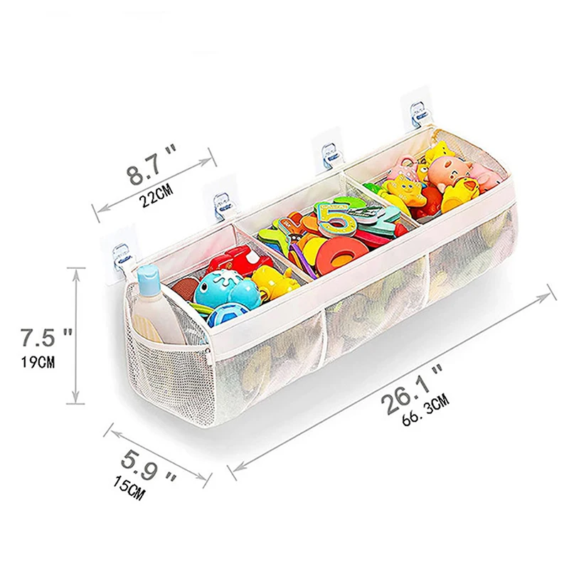 3 Compartments Horizontal Large Openings Bath Toy Organizer For Tub Multi-function Bath Storage And Holder Easy Sorting